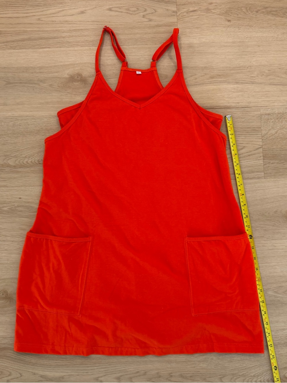 Bright Red Sleeveless Mini Dress with Pockets